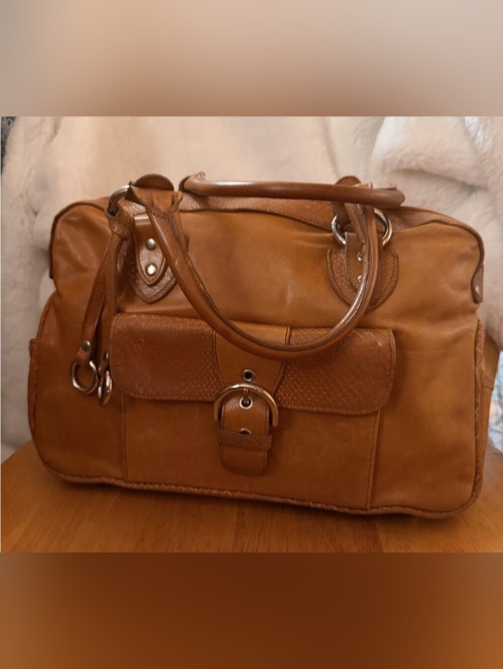 PIETRO ALESSANDRO BEIGE LEATHER PURSE WITH DOUBLE TOP HANDLES